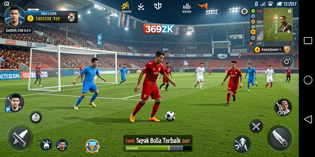 Screenshot gameplay 369ZK menampilkan aksi seru permainan sepak bola.