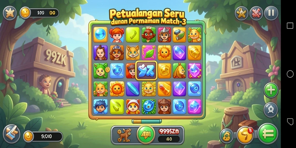 Screenshot gameplay 999ZK yang menunjukkan keseruan mencocokkan benda.