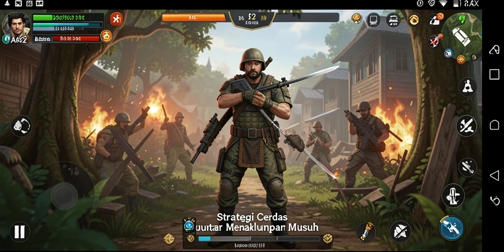 Screenshot utama AA62 menampilkan pertempuran strategis yang intens.