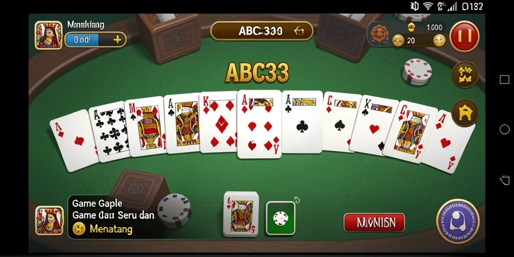 Tampilan gameplay ABC33 yang menarik dengan suasana gaple yang hangat.