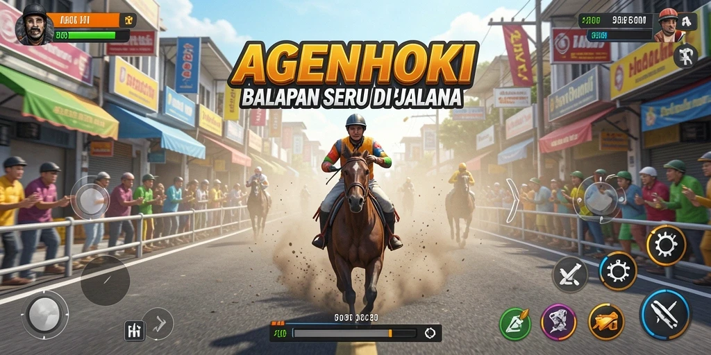 Tampilan menarik dari gameplay balapan AGENHOKI dengan berbagai mobil.
