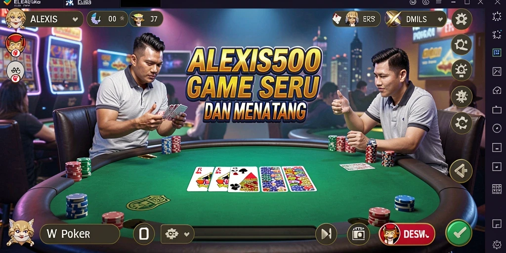Tampilan gameplay menarik di ALEXIS500 dengan suasana Poker yang kompetitif.