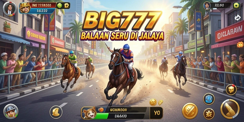 Tampilan seru dari gameplay BIG777 saat balapan di jalanan.