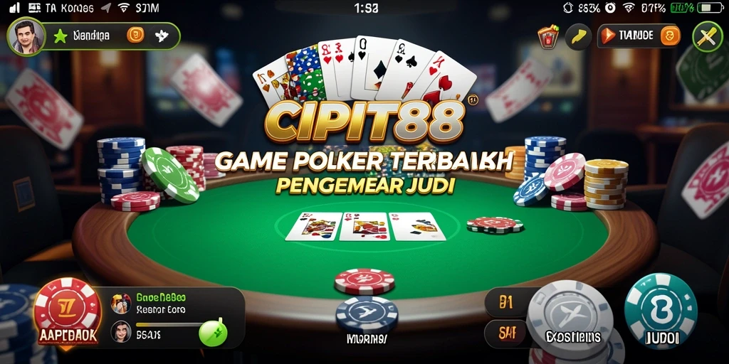 Screenshot utama CIPIT88 menampilkan aksi mendebarkan permainan poker.