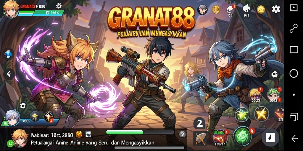 Tampilan gameplay seru di dunia Anime yang penuh warna.