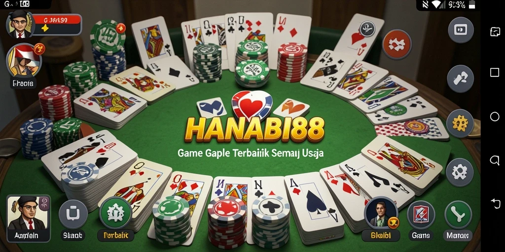 Tampilan seru gameplay Gaple di HANABI88.
