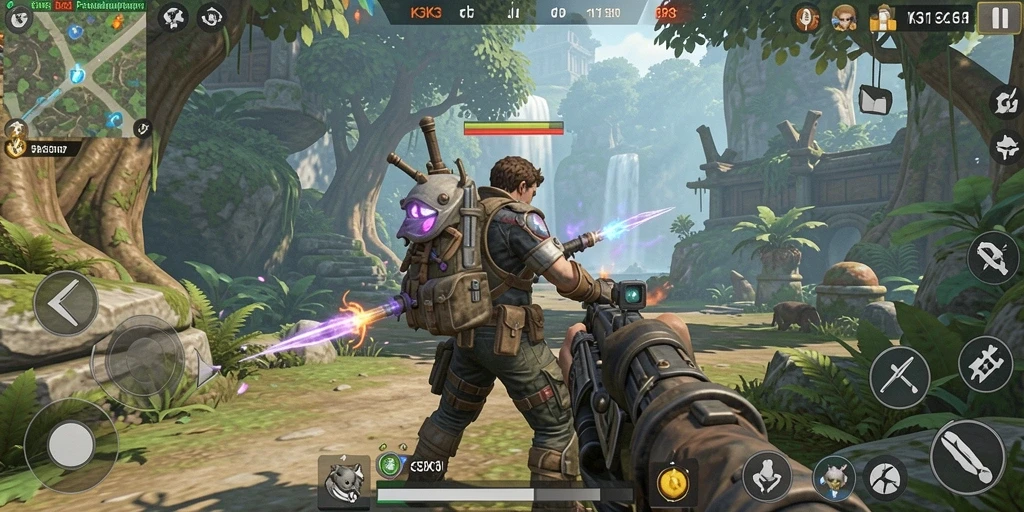 Tampilan gameplay K3K3 dalam pertempuran TPS yang mendebarkan.