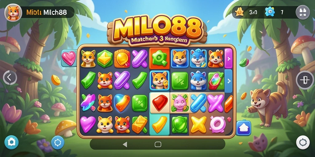 Tampilan gameplay seru dari MILO88 yang menantang dan penuh warna.