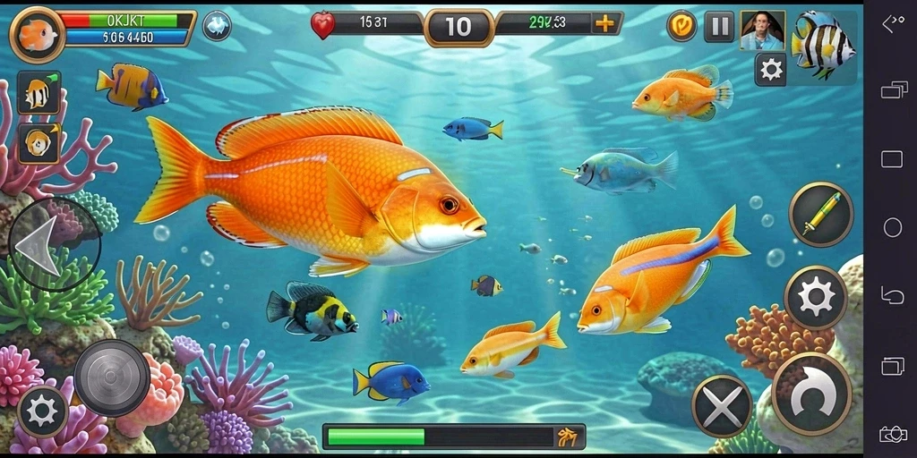 Screenshot gameplay OKJKT yang menampilkan keseruan menembak ikan.