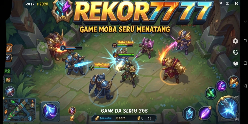 Tampilan seru gameplay REKOR777 dengan aksi MOBA intens.