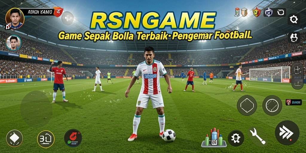 Screenshot utama RSNGAME menampilkan aksi seru permainan sepak bola.