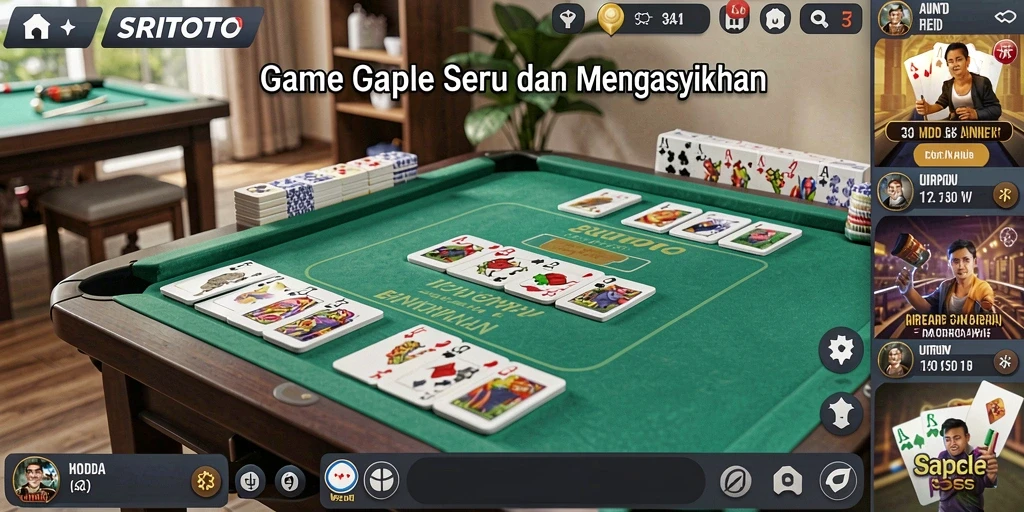 Screenshot permainan Gaple dengan antarmuka menarik
