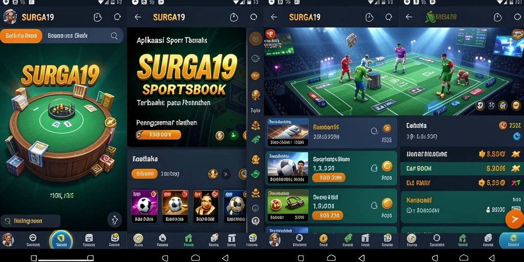 Tampilan utama aplikasi SURGA19 dengan berbagai pilihan taruhan.