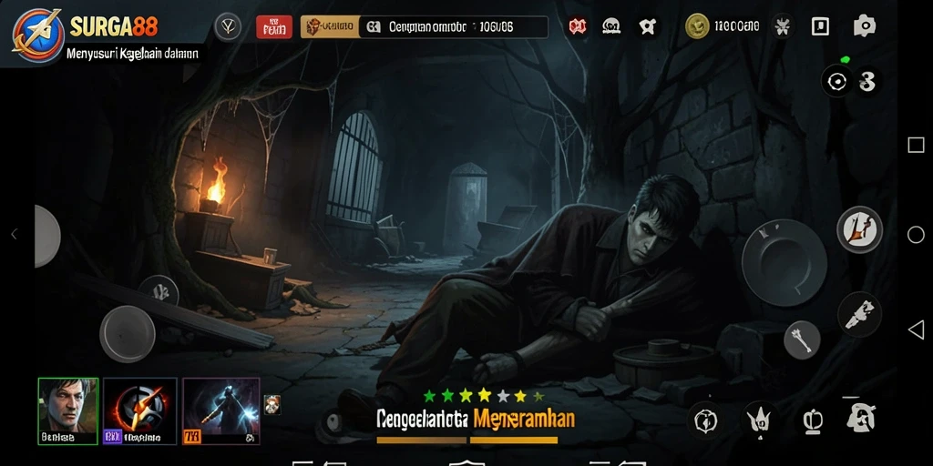 Tangkapan layar gameplay SURGA88 menunjukkan atmosfer Horror yang mencekam.