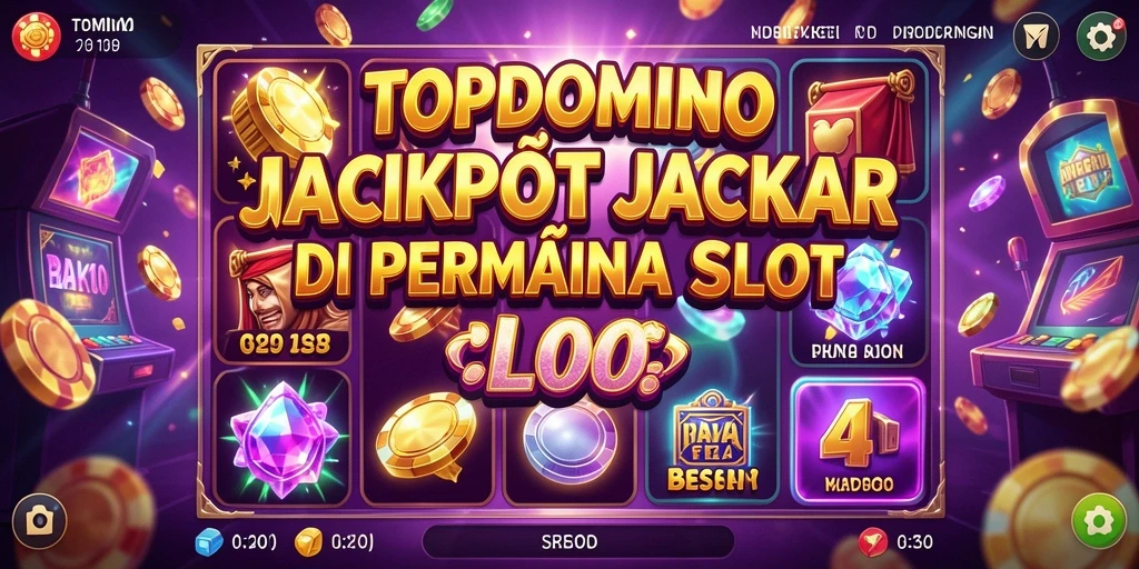 Screenshot gameplay TOPDOMINO menampilkan gulungan slot yang memukau dengan efek visual menarik.
