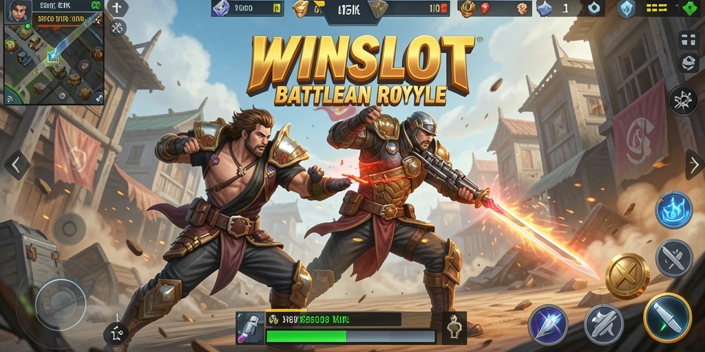 Screenshot gameplay WINSLOT, menampilkan aksi seru Battle Royale.