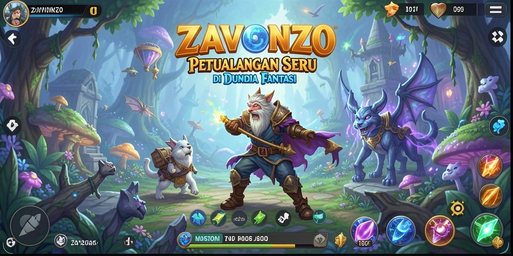 Tangkapan layar ZAVONZO menampilkan aksi seru dalam pertempuran RPG.